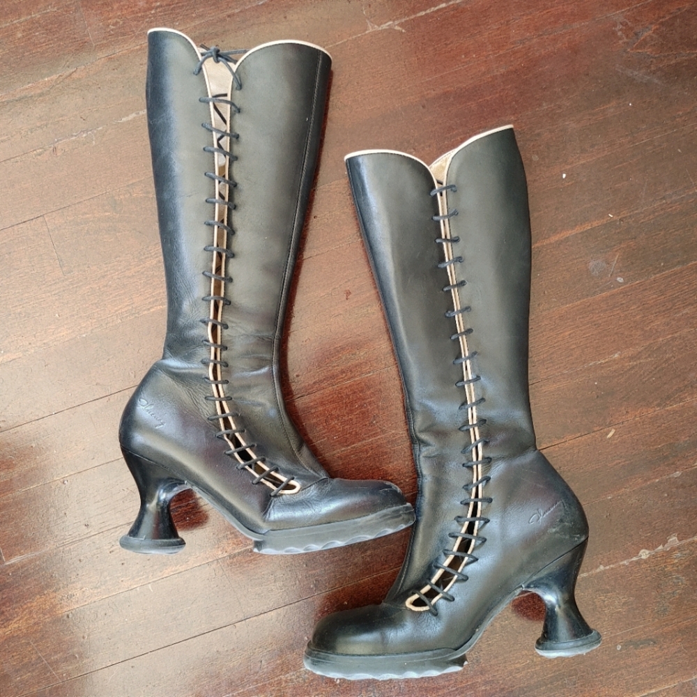 John Fluevog Knee High Lace up Boots